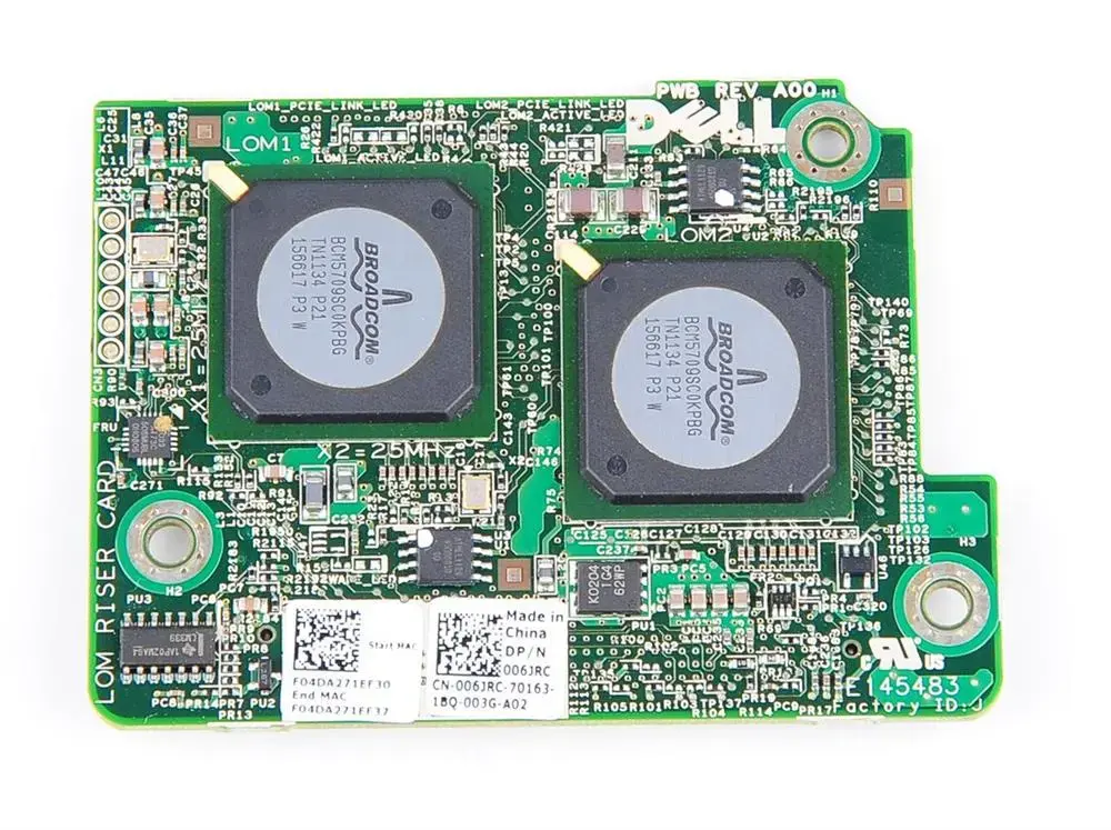 006JRC Dell Broadcom 5709s 4-Port 10GBE Embedded Mezzanine Network Interface Card