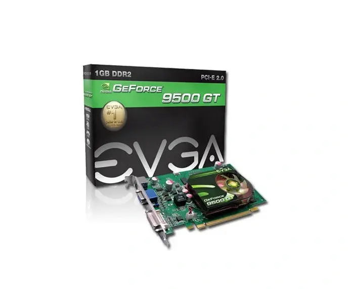 01G-P3-N958-LR EVGA GeForce 9500 GT 1GB 128-Bit DDR2 PCI-Express 2.0 x16 HDCP Ready D-Sub/ HDTV / S-Video Out/ DVI Video Graphics Card