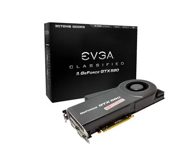 03G-P3-1588-D3 EVGA GeForce GTX 580 3GB GDDR5 384-Bit PCI-Express 2.0 x16 Dual DVI Graphics Card