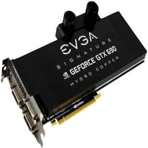04G-P4-2699-KR EVGA GeForce GTX 690 Hydro Copper Signature 4GB 512-Bit GDDR5 PCI-Express 3.0 x16 HDCP Ready/ SLI Support Video Graphics Card