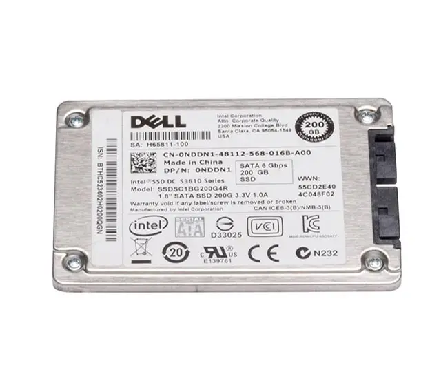 0NDDN1 Dell 200GB SATA 6Gb/s 1.8-inch MLC Enterprise Solid State Drive by Intel
