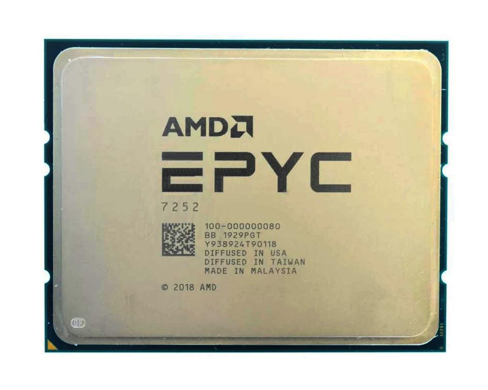 100-000000080 AMD Epyc 7252 8-core 3.1ghz 64mb L3 Cache Socket Sp3 7nm 120w Processor Only