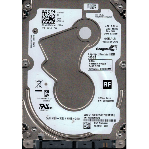 1E9142-033 Seagate 500GB 5400RPM SATA 6GB/s 2.5-inch Drive