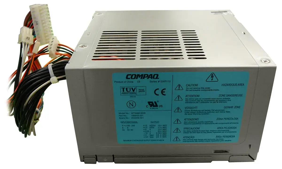 202348-001 HP 460-Watts AC 100-240V Input Power Supply for Evo W6000 XW6000 Workstations