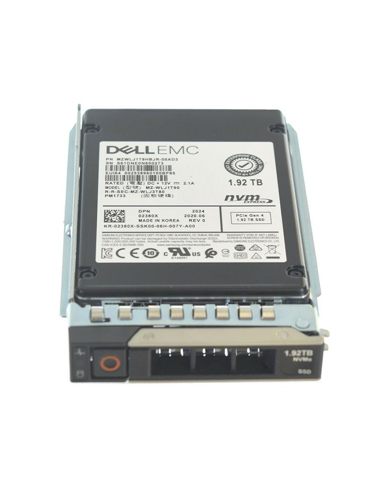 2380X DELL 1.92tb Read Intensive 2.5in Pci Express Gen4 Enterprise Internal Solid State Drive For Poweredge Server
