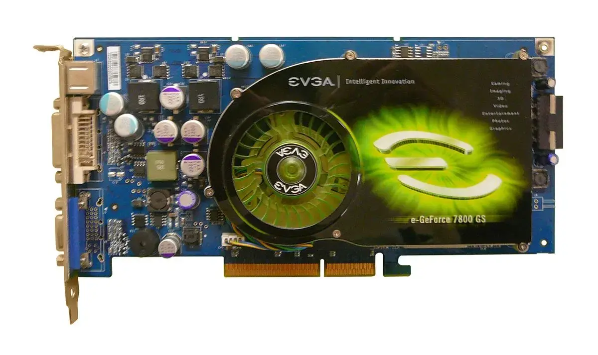 256-A8-N506-FX EVGA GeForce 7800 GS 256MB 256-bit GDDR3 DVI/ D-Sub/ S-Video Out AGP 4X/8X Video Graphics Card
