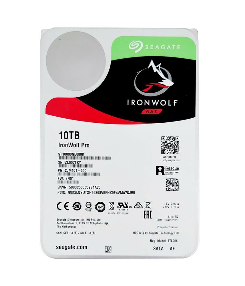 2JM101-500 SEAGATE Ironwolf Pro 10tb 7200rpm 3.5inch 256mb Buffer Sata-6gbps Internal Hard Disk Drive