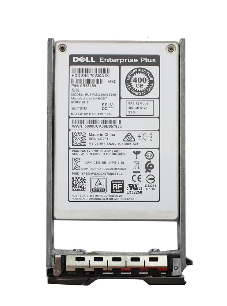 370F4 DELL 400gb Enterprise Plus Sas 12gbps 512e 2.5in Drive With-tray For  Compellent