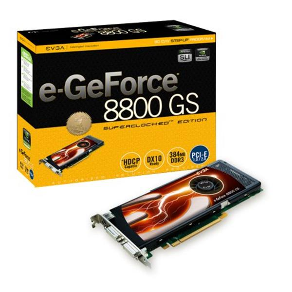 384-P3-N853-R1 EVGA e-GeForce 8800 GS SuperClocked 384MB 192-Bit GDDR3 PCI-Express 2.0 x16 HDCP Ready SLI Supported Video Graphics Card