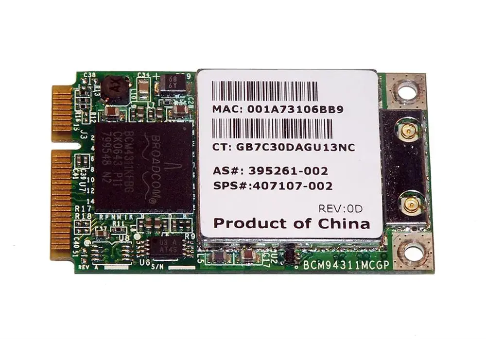 395261-002 HP Mini PCI-Express 54G Wi-Fi IEEE 802.11b/g High-Speed Embedded Wireless LAN Network Adapter