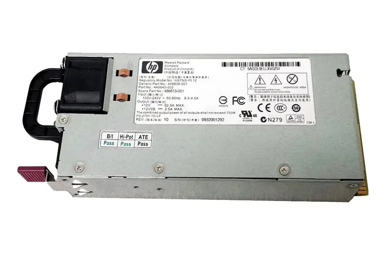449840-001 HP 750-Watts Redundant Hot-Pluggable AC Power Supply for ProLiant DL180/DL185 G5 Server