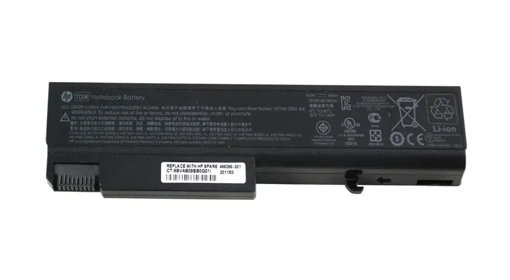 486296-001 HP Notebook Battery 2550 mAh Lithium Ion (Li...