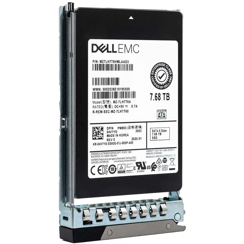 4V7YD Dell 7.68TB Triple-Level Cell SATA 6GB/s 2.5-inch Read Intensive Solid State Drive