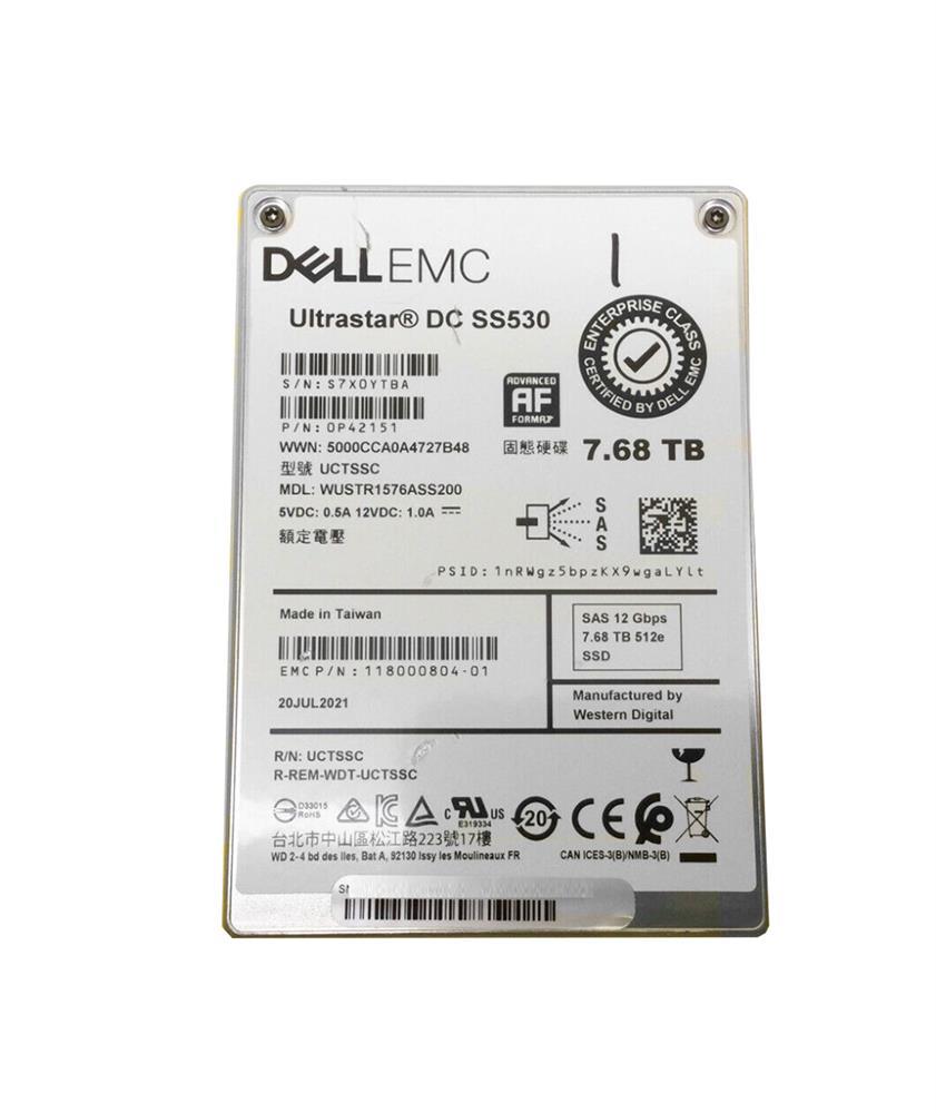 63P4K DELL 7.68tb Self-encrypting Sed Sas-12gbps Read I...