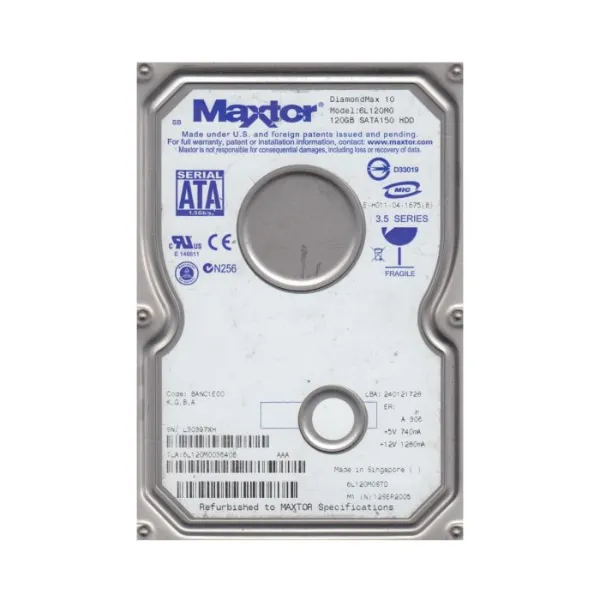 6L120M0 Maxtor 120GB 7200RPM SATA 8MB Cache 3.5-inch Hard Drive