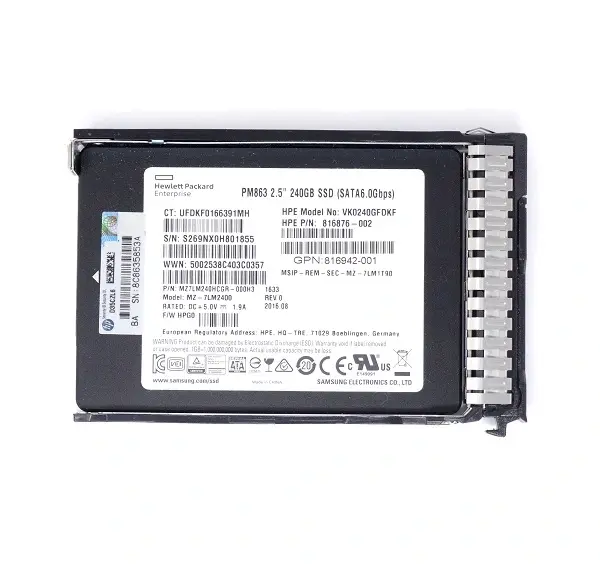 816942-001 HP 240GB SATA 6Gb/s Rear Intensive-3 2.5-inch Solid State Drive