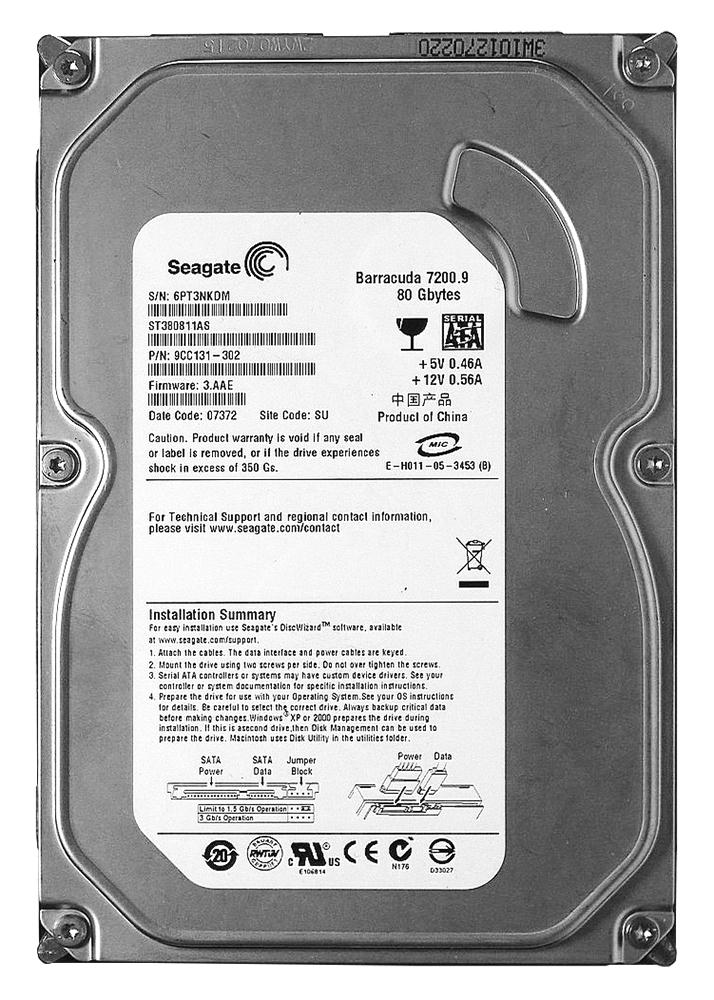 9CC131-302 Seagate BarraCuda 7200.9 80GB 7200RPM SATA 3...