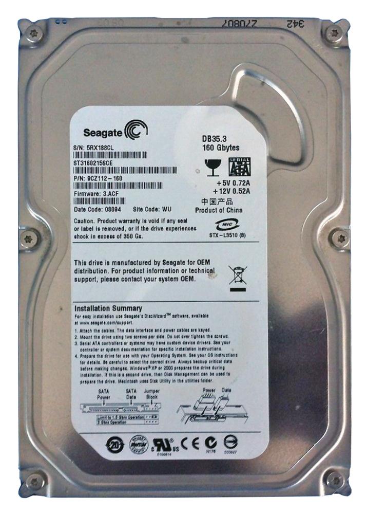 9CZ112-160 Seagate DB35 160GB 7200RPM SATA 3GB/s 2MB Ca...