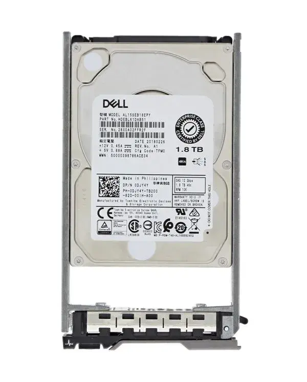 DJY4Y Dell 1.8TB 10000RPM SAS 12GB/s Hot-Swappable 2.5-...