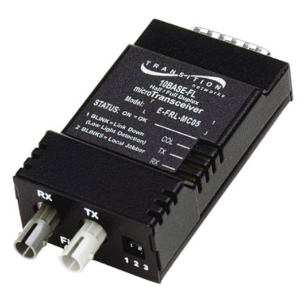 E-FRL-MC05 Transition Networks 10Base-5 DB-15 to 10Base-FL Multi-Mode Fibre 2km 850nm ST Connector AUI Transceiver Module