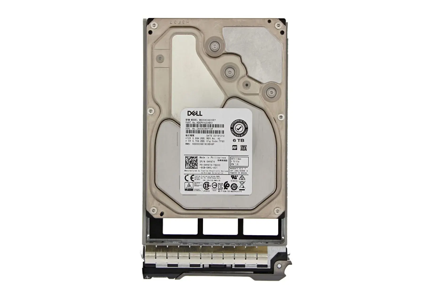 HV974 Dell 6TB 7200RPM SATA 6GB/s Hot-Pluggable 3.5-inc...