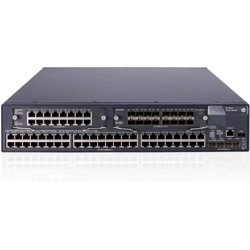 JC101B - HP 5800 48-port GbE Switch with four GbE ports, two extended module slots, one open module slot and PoE+