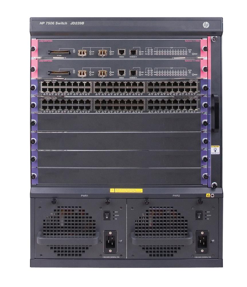 JG508A - HP 7506 Switch with 2 48-port Gig-T PoE+ Modules and 384Gbps MPU with 2 XFP ports
