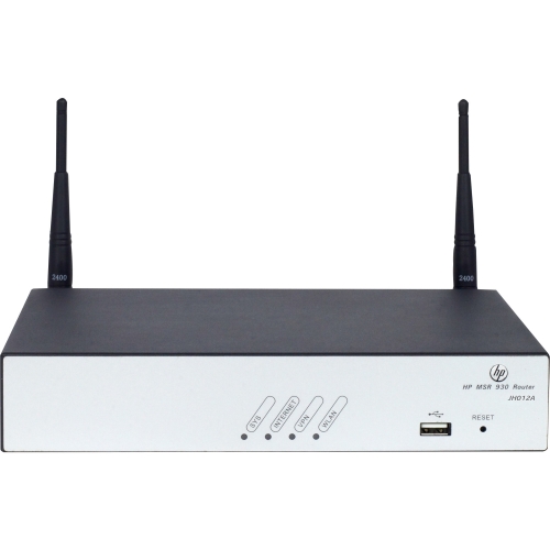 JH012A HP MSR930 Wireless 802.11n (NA) Router with 1 WAN GbE 4 LAN GbE 1 serial 1 console and 1 USB 2.0 ports Embedded wireless LAN (802.11b/g/n) for North America