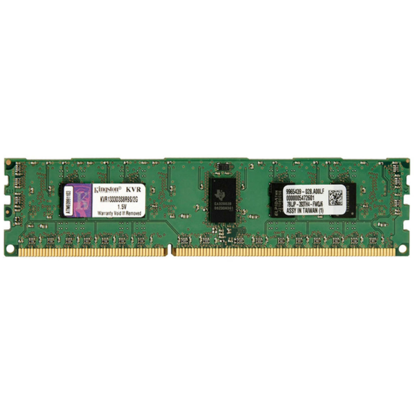 KVR1333D3S8R9S/2G Kingston 2GB DDR3-1333MHz PC3-10600 ECC Registered CL9 240-Pin DIMM 1.35V Low Voltage Single Rank Memory Module