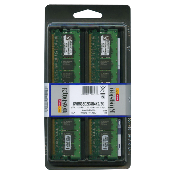 KVR533D2D8R4K2/2G Kingston 2GB Kit (1GB x 2) DDR2-533MH...
