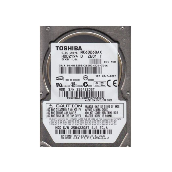 MK-6026GAX Toshiba 60GB 5400RPM ATA-100 2.5-inch Hard Drive