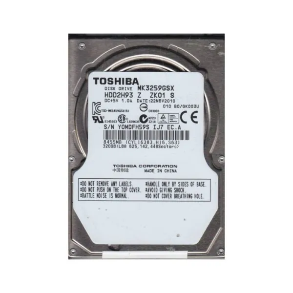 MK3259GSX Toshiba 320GB 5400RPM SATA 3GB/s 8MB Cache 2.5-inch Hard Drive