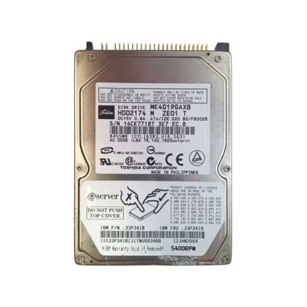 MK4019GAXB Toshiba 40GB 5400RPM ATA-100 16MB Cache 2.5-...