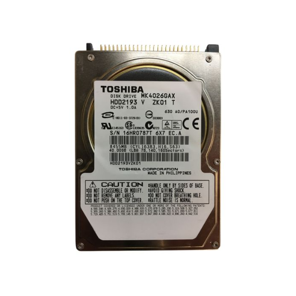 MK4026GAX Toshiba 40GB 5400RPM Ultra IDE / ATA-100 16MB Cache 2.5-inch Hard Drive