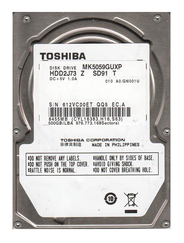 MK5059GUXP Toshiba 500GB 7200RPM USB 2.5-inch Hard Driv...