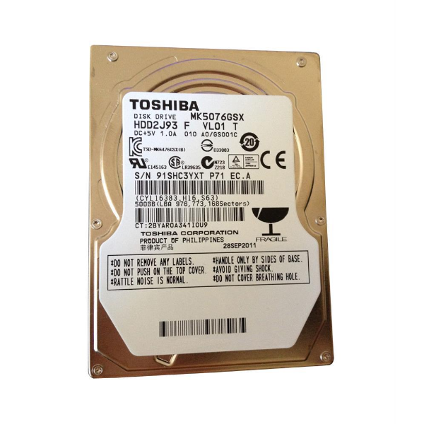 MK5076GSX Toshiba 500GB 5400RPM 8MB Cache SATA 3GB/s 2....