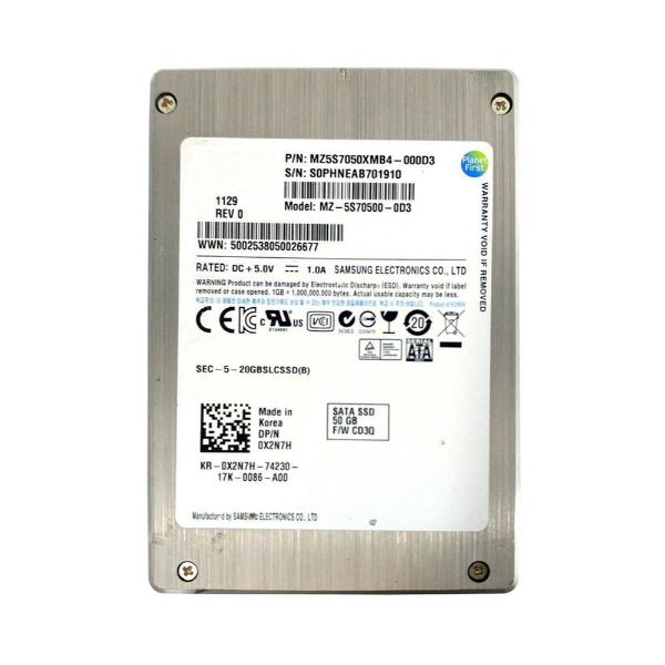 MZ-5S70500-0D3 Samsung 50GB SLC SATA 3Gb/s 2.5-inch Sol...