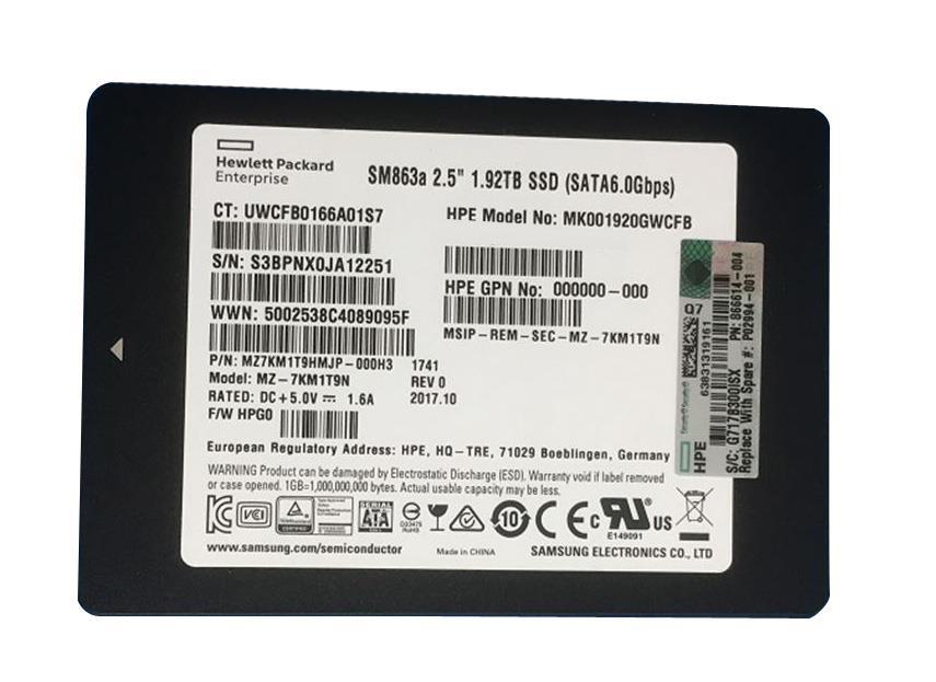 MZ7KM1T9HMJP-000H3 SAMSUNG 1.92tb Sata-6gbps 2.5inch Solid State Drive