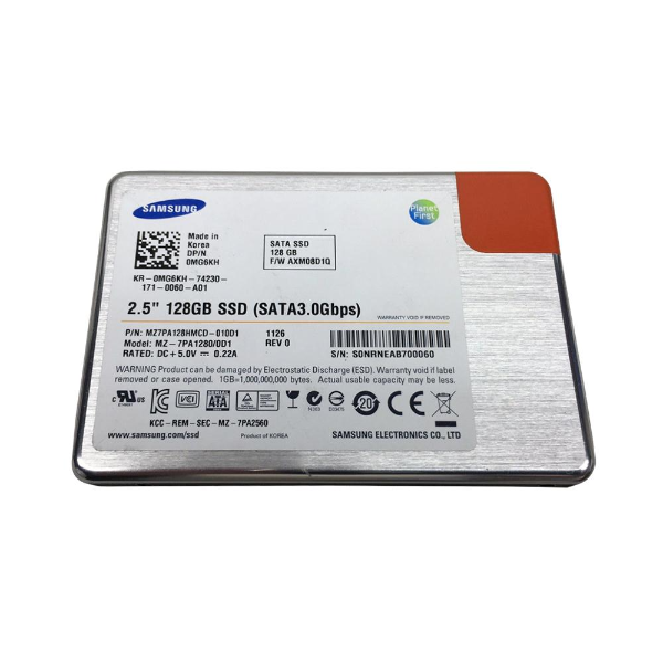 MZ7PA128HMCD010D1 Samsung PM810 Series 128GB Multi-Level Cell (MLC) SATA 3Gb/s 2.5-inch Solid State Drive