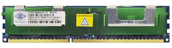 NT4GC72B4NA1NL-CG Nanya 4GB DDR3-1333MHz PC3-10600 ECC Registered CL9 240-Pin DIMM 1.5V Dual Rank Memory Module