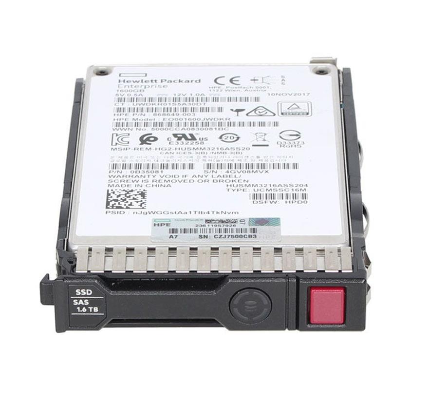 P37172-001 HPE 1.6tb Sas 24g Mixed Use Sff Sc Pm6 Tlc Digitally Signed Firmware Solid State Drive For Gen10 And 10 Plus Servers