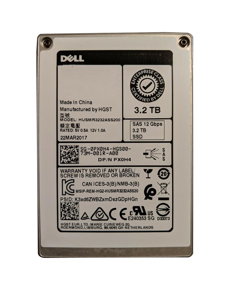 PX0H4 DELL 3.2tb Mixed Use Mlc Sas 12gbps 512n 2.5in Fo...