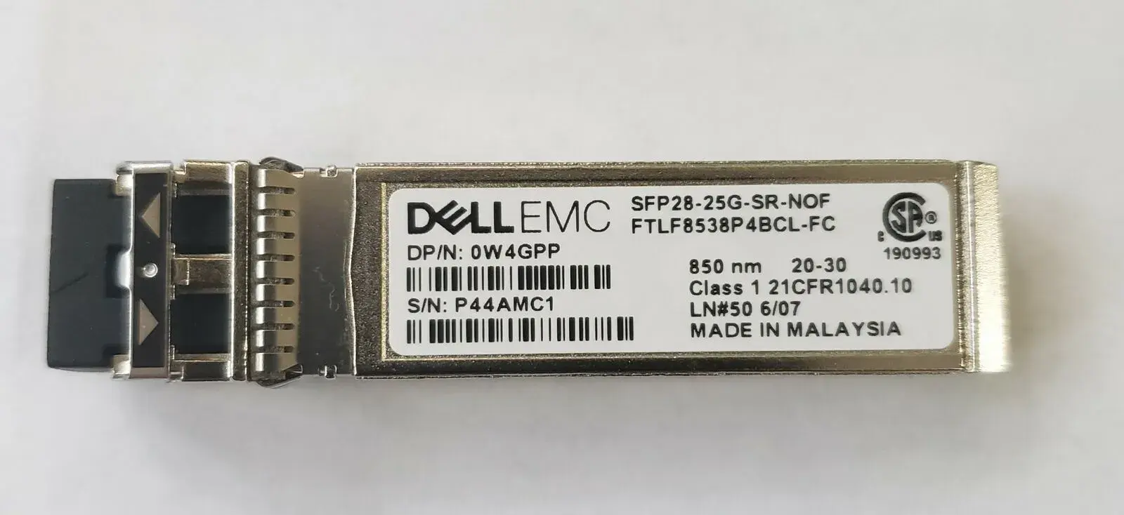 SFP28-25G-SR-NOF Dell 25GB/sFP28 SR 850nm 100m MMF Duplex LC Pluggable Transceiver