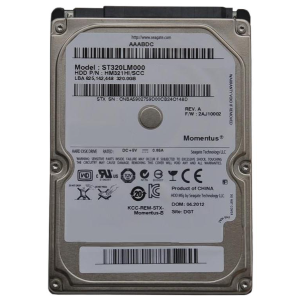 ST320LM000 Seagate Momentus 320GB 5400RPM 2.5-inch 8MB Cache SATA 3GB/s Hard Drive