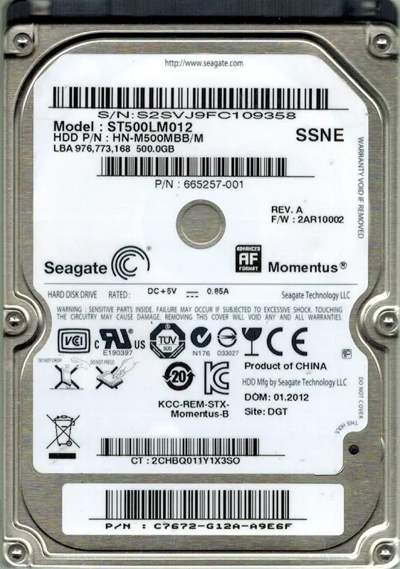ST500LM012 Seagate Momentus 500GB 5400RPM SATA 3GB/s 8MB Cache 2.5-inch Hard Drive