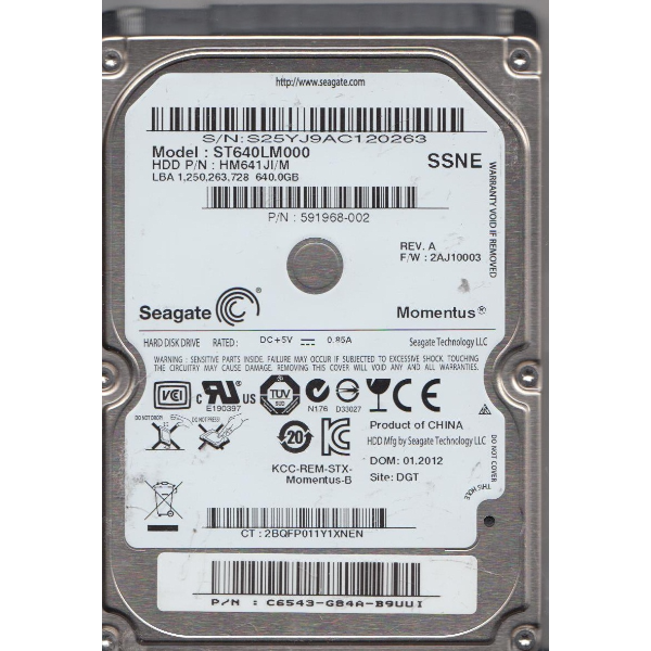 ST640LM000 Seagate Momentus 640GB 5400RPM SATA 3GB/s 8M...