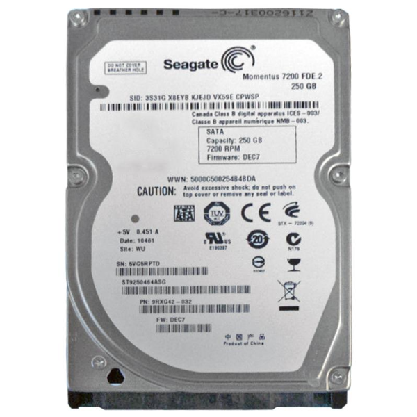 ST9250464ASG Seagate 250GB 7200RPM SATA 3GB/s 2.5-inch ...