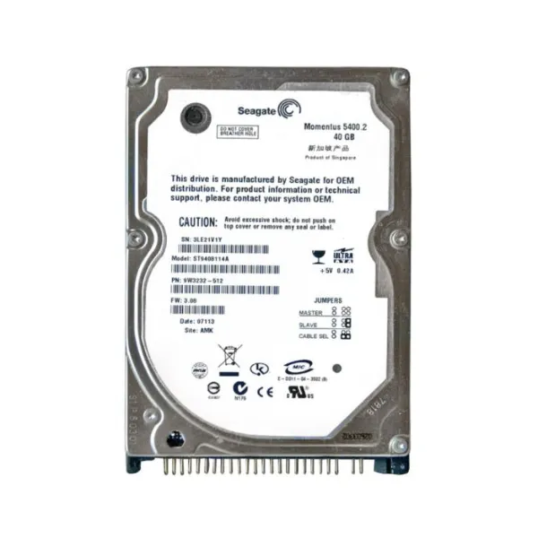 ST9408114A Seagate Momentus 40GB 5400RPM ATA-100 8MB Ca...