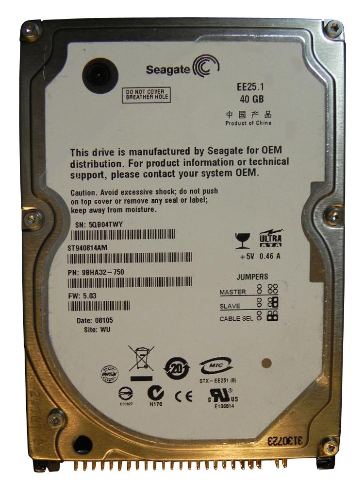 ST940814AM Seagate 40GB 5400RPM IDE Ultra ATA/100 (ATA-6) 8MB Cache 2.5-inch Hard Drive