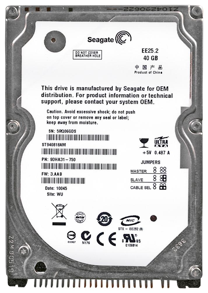 ST940818AM Seagate 40GB 5400RPM IDE 8MB Cache 2.5-inch ...